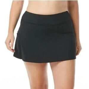 Beach House Swim Skort Black Skirt Built In Shorts Zip Pockets Size 22W NWT